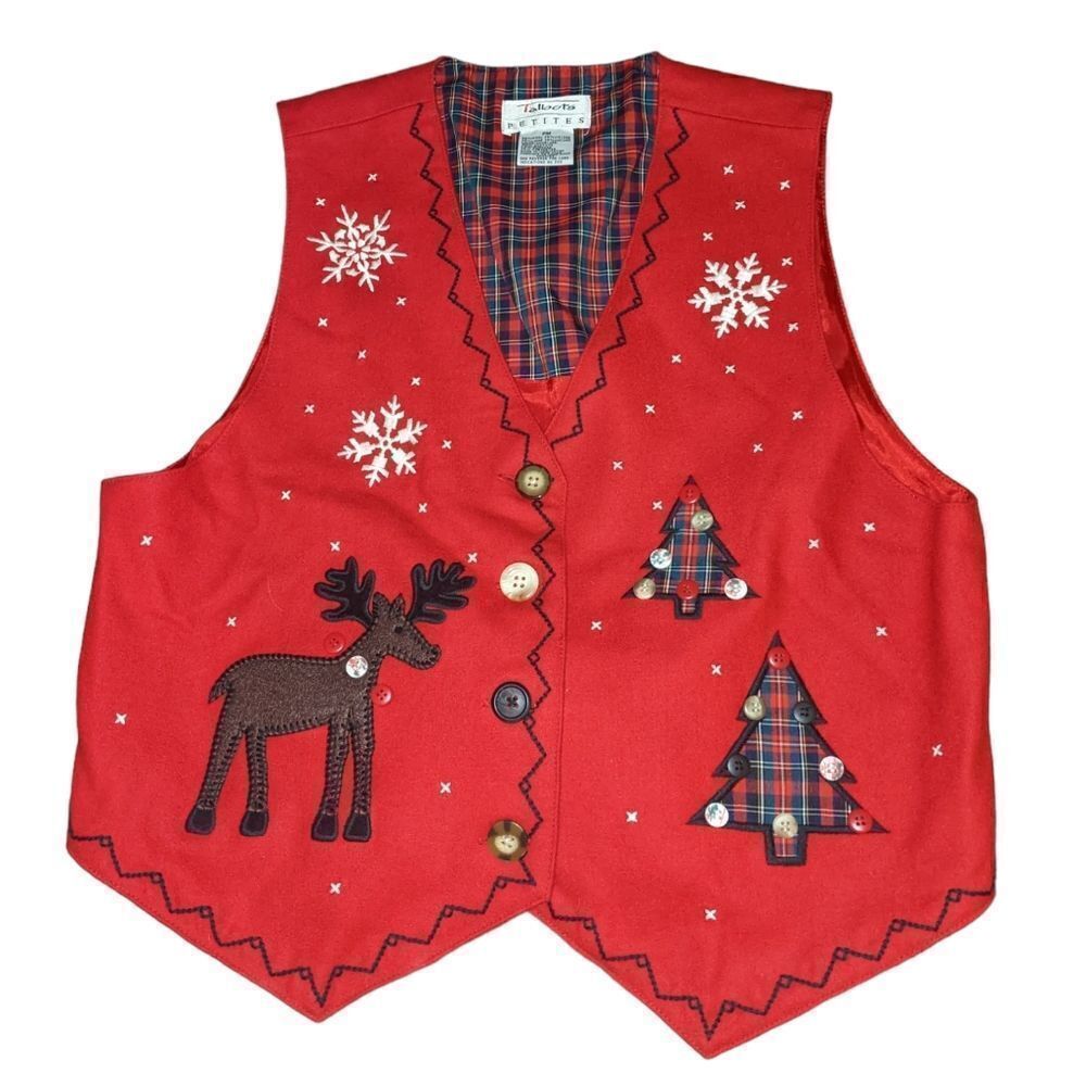 Talbot's‎ holiday Red Wool vest size petite medium
